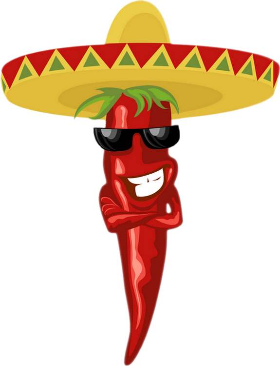 Cartoon, piment png, dessin, Mexicain_Funny Chili pepper 