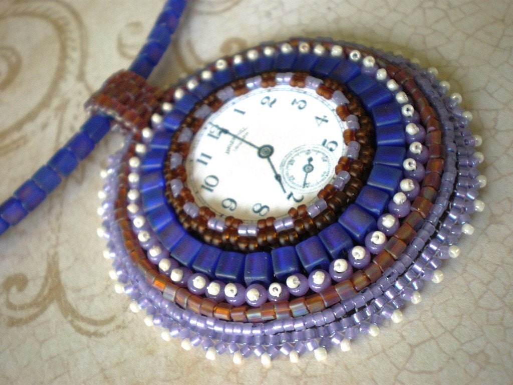 Time for Purple Rain Clock Face Pendant