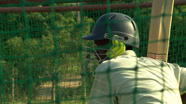 Cricket player in nets in South Africa