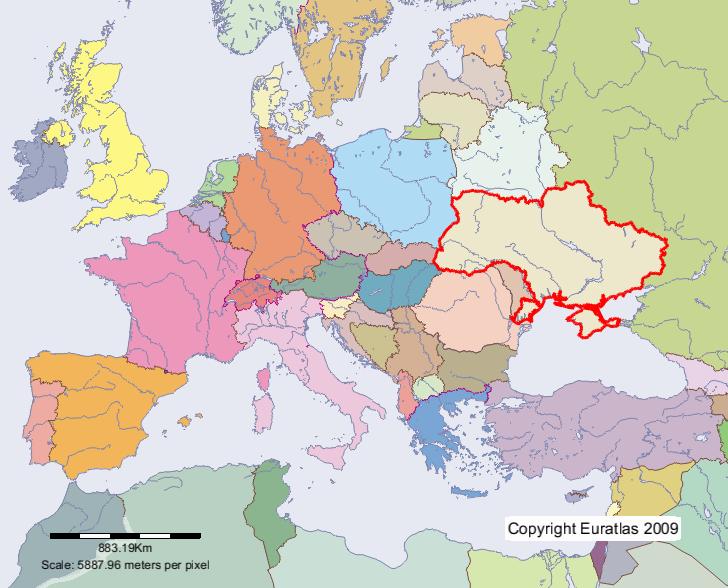 Map of Ukraine in year 2000