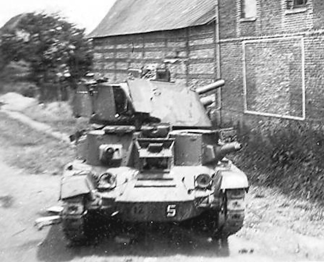 Another Cruiser Mk1 A9 CS tank damaged and abandoned during the battle of France 1940