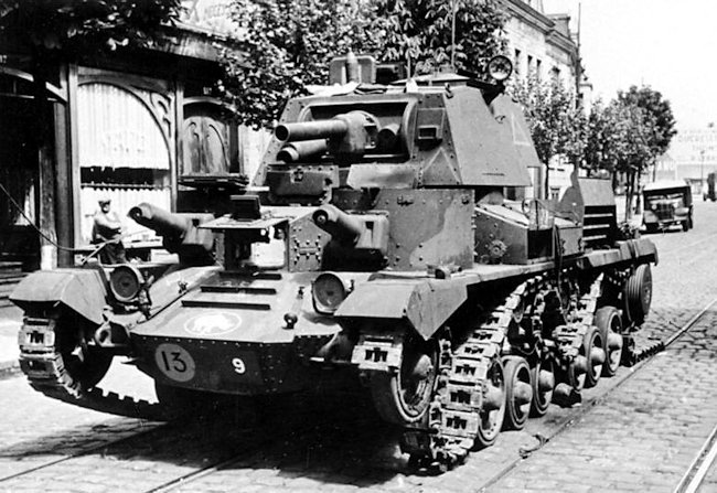 Cruiser Mk1 A9 94 mm Close Support tank knocked out during the battle of France 1940