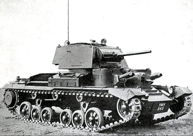 The Cruiser Mk1 A9 was armed with three 0.303 (7.7 mm) Vickers machine guns and a 2pdr anti-tank gun