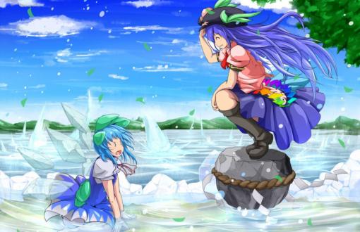 Girls fighting in Touhou Project