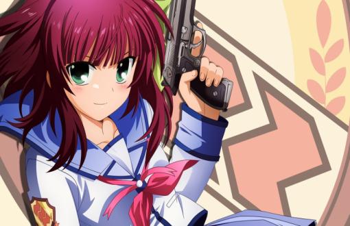 Yuri holding a gun in Angel Beats!