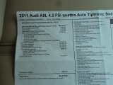 2011 Audi A8 L 4.2 FSI quattro Window Sticker