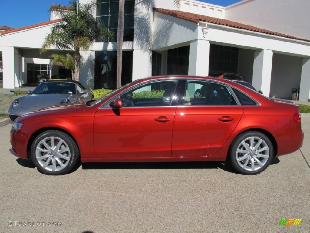 2013 A4 2.0T quattro Sedan - Volcano Red Metallic / Velvet Beige/Black photo #2