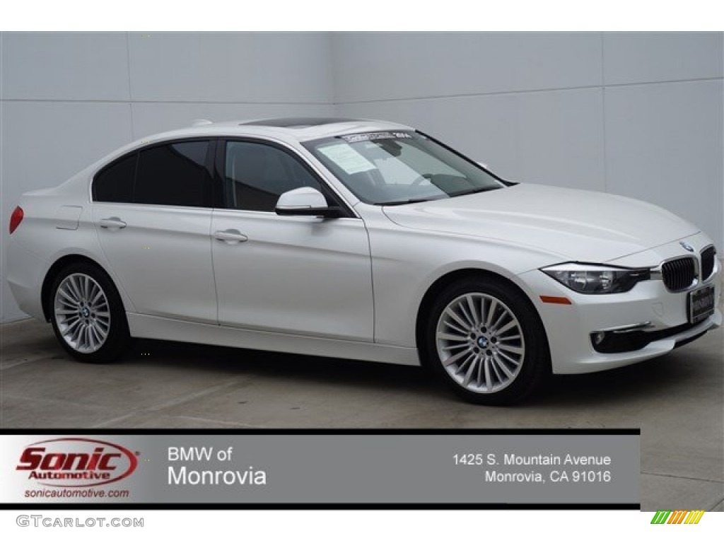 2014 3 Series 328i Sedan - Mineral White Metallic / Saddle Brown photo #1