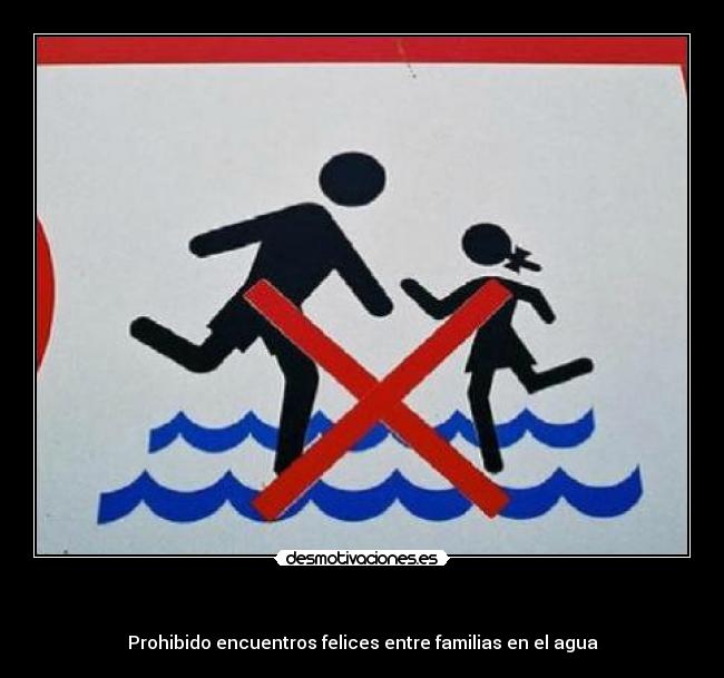 carteles prohibido encuentros felices entre familias agua desmotivaciones