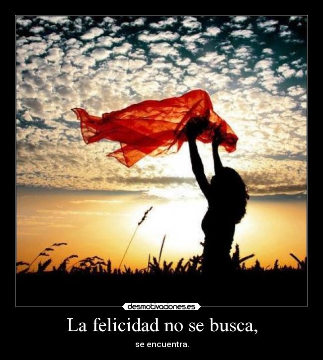 La felicidad no se busca, - se encuentra.