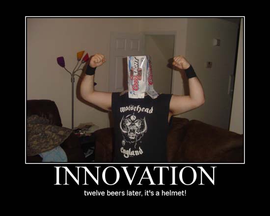 Innovation / twelve beers later, it's a helmet!