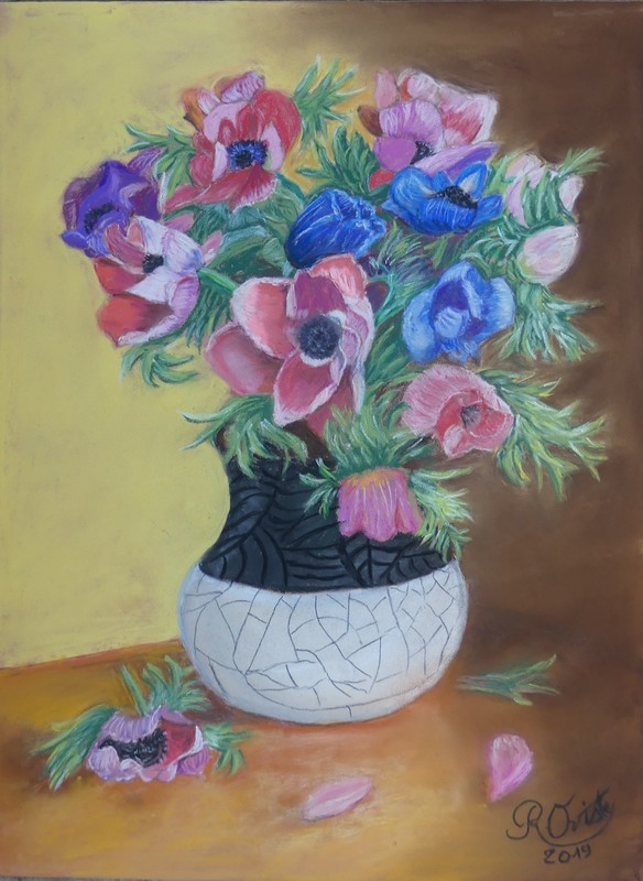 Bouquet d'Anémones(pastel, mars 2019)