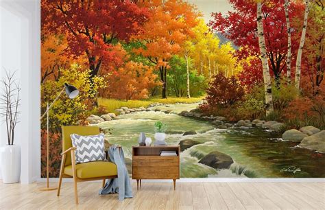 3D Autumn Landscape 024 Wall Murals | AJ Wallpaper