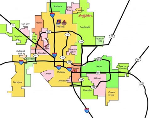 Map of Phoenix metro area - Phoenix metro area map (Arizona - USA)