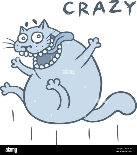 Crazy cat jumps from happiness. Vector illustration. Cartoon animal ...