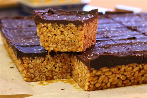 Salted Caramel & Chocolate Rice Crispy Squares