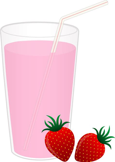 Glass of Strawberry Milk - Free Clip Art