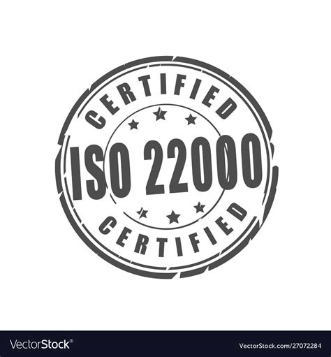 Iso 22000 certified stamp Royalty Free Vector Image