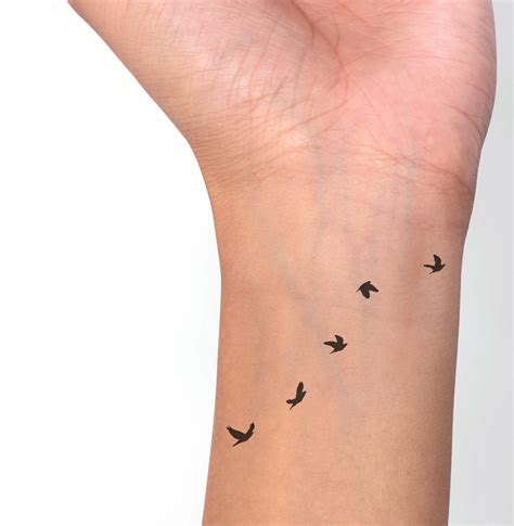 Flying Birds Temporary Tattoo 5 Birds in Line. Waterproof & - Etsy