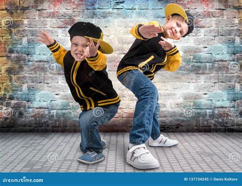 Two Brothers Dancing Break Dance.Hip-hop Style.the Cool Kids. Stock ...