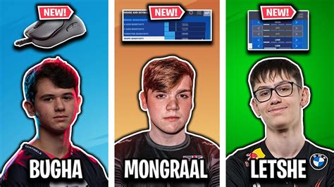 Mongraal's NEW HIGH SENS, Bugha's NEW MOUSE & Letshe's NEW SETTINGS ...