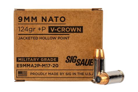 SIG Sauer 9mm Luger 124gr +P V-Crown JHP M17 Ammo - Box of 20 SGE9MMA2P-M17