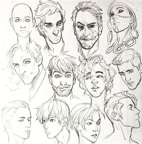 Male face Drawing Reference and Sketches for Artists