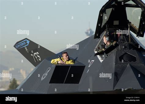 crew chiefs pre-flight the F-117 Nighthawk stealth fighter during ...