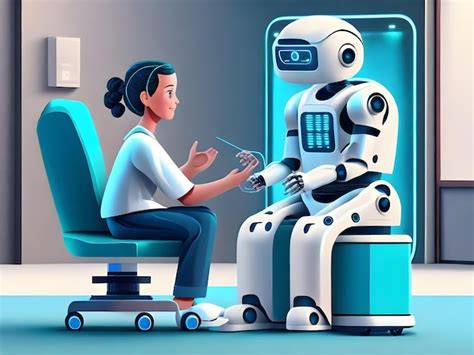 Premium AI Image | AI robot doctor talking with a patient realistic