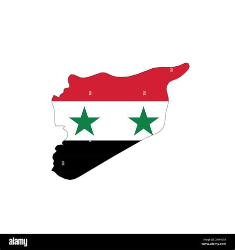 Syria - national flag in a shape of country map silhouette with thin ...