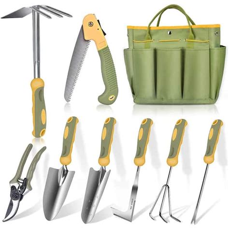 9-Piece Stainless Steel Heavy-Duty Gardening Tools with Non-Slip ...