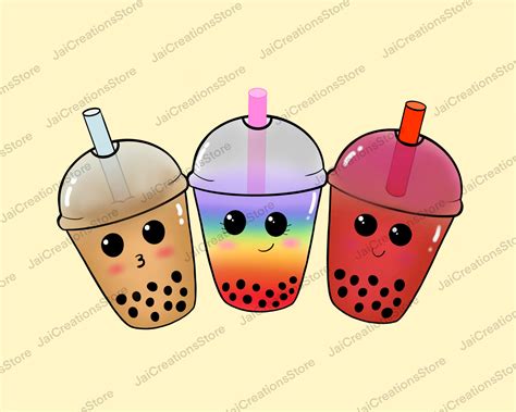 Boba Png Bundle/ Rainbow Boba/ Boba Design/ Cricut Design/ Bubble Tea ...