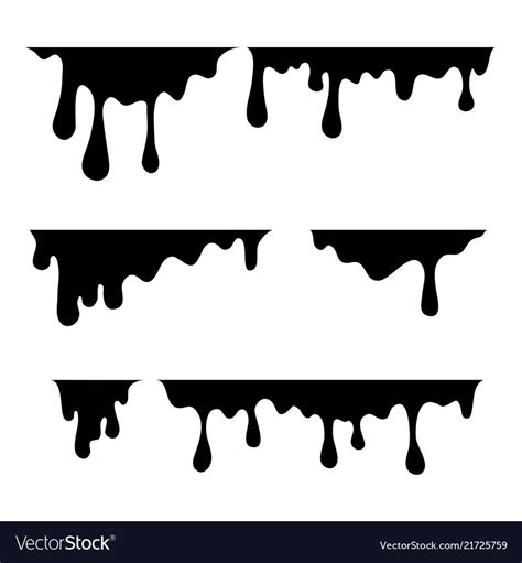 Paint dripping. Current drops. Black stains on a white background ...