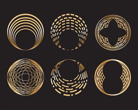 Set of golden geometric circle shape and design elements 539716 Vector ...