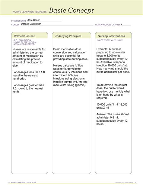 Basic Concept - Dosage Calculation - ACTIVE LEARNING TEMPLATES ...