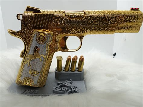 Gold Colt 1911 Caliber 9mm - American Golden Gun