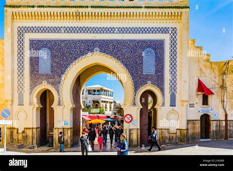 Bab Bou Jeloud gate, Blue Gate, in Fes el Bali medina. Fes, Morocco ...