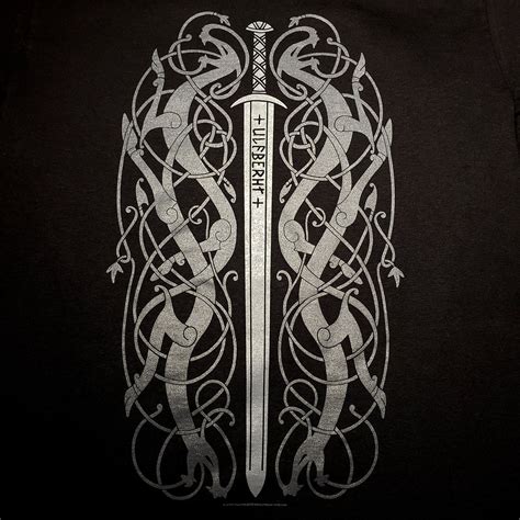 Ancient Ulfberht Sword design with Urnes Style Knotwork Dragons Shirt ...