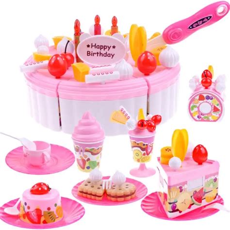 Children play toys kids birthday gifts cake cut creative assembling ...