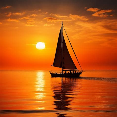 Premium AI Image | Sailboat on a sunset ocean