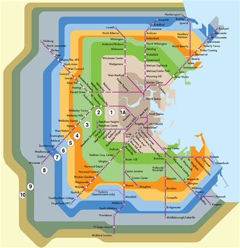 Boston commuter rail network with fare zones [885x912] : r/MapPorn