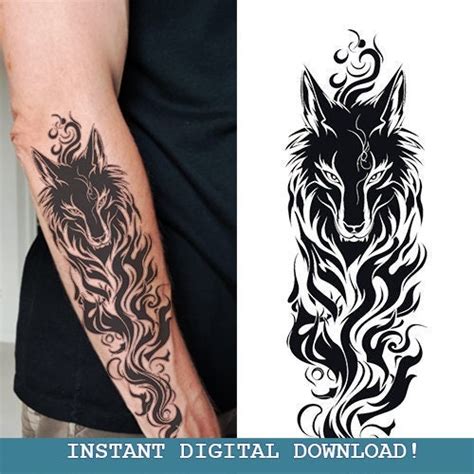 Fenrir Odin's Wolf Tattoo Design Instant Digital Download Norse ...