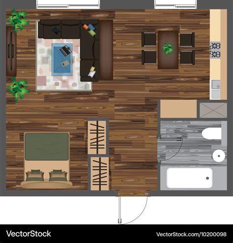 Architectural Color Floor Plan Studio Apartment Vector Image