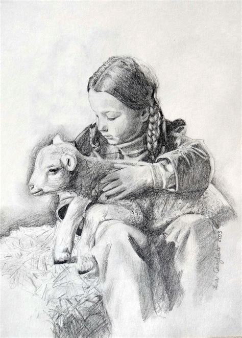 Farm Girl Drawing at PaintingValley.com | Explore collection of Farm ...