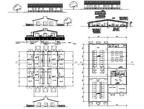 2d design drawings of cattle shade plan elevation and section dwg file ...