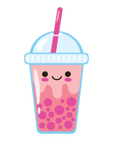 Bubble tea - or pearl boba milk tea - cute vector charcter with kawaii ...