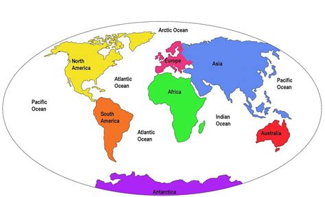 World Map To Label Continents