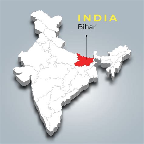 Bihar state map location in Indian 3d isometric map. Bihar map vector ...