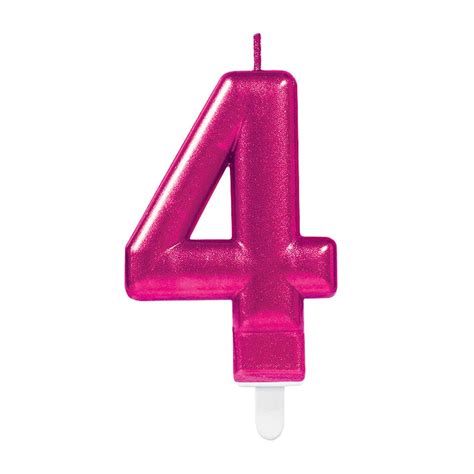 Sparkling Celebration Pink Number 4 Candle | Numeral Birthday Candles ...