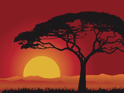 Sunset Landscape Silhouette - Vector download